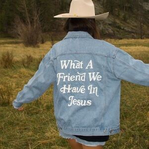 Elevated Faith “What A Friend In Jesus” Denim Jacket - Size Large
